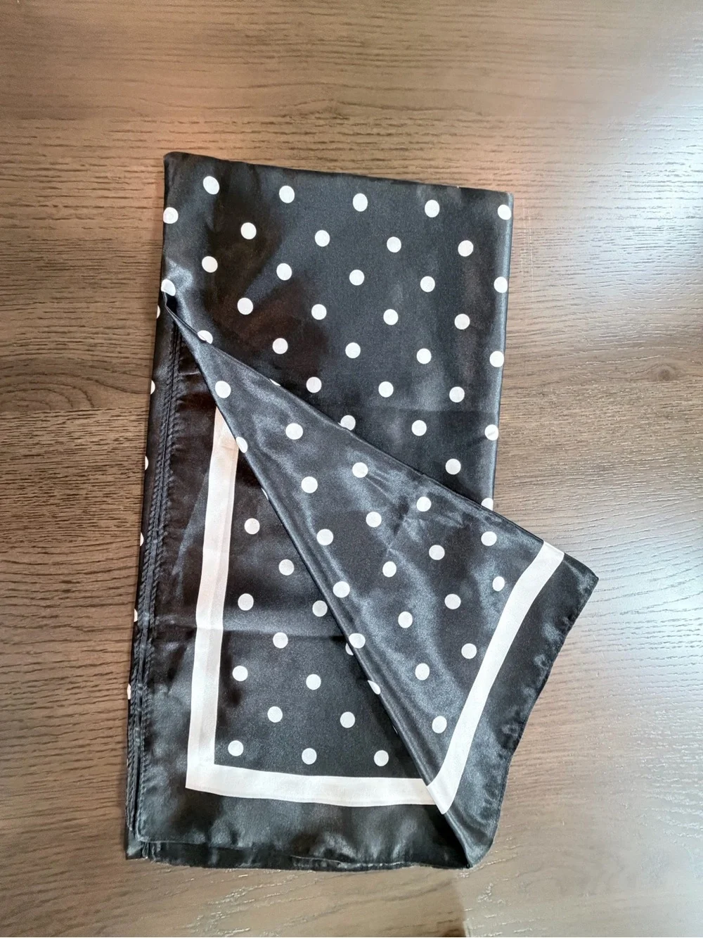 Brand New Black Polka Scarf- Classic Black - 34 in x 34 in